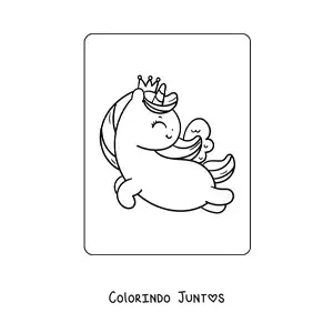 Desenho para colorir de princesa unicórnio voando