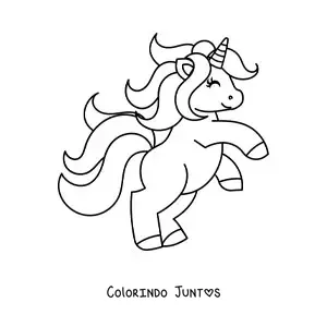 Desenho para colorir de unicórnio kawaii em duas patas