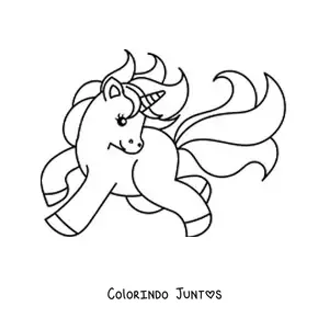Desenho para colorir de unicórnio kawaii galopando