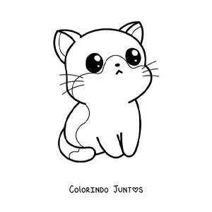 Desenho para colorir de gato kawaii com olhos grandes