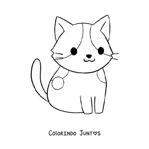 Desenho para colorir de gato kawaii animado fácil