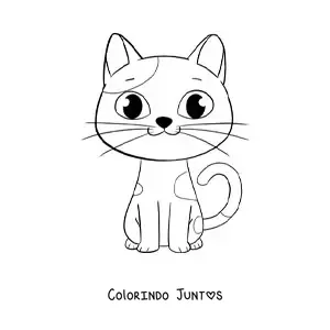 Desenho para colorir de gato kawaii animado com manchas