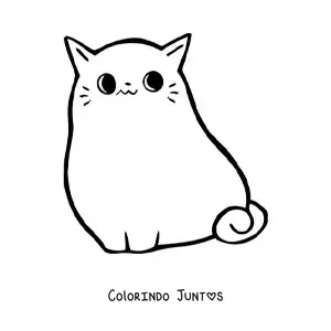 Desenho para colorir de gatinho kawaii fácil e grande