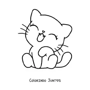 Desenho para colorir de gatinho kawaii sentado