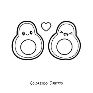 Desenho para colorir de casal de abacates kawaii