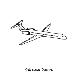 Desenho para colorir de um avião comercial