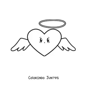 Desenho para colorir de coração alado animado
