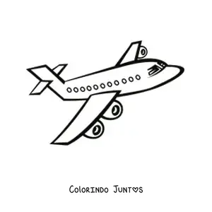 Desenho para colorir de um avião comercial voando de lado