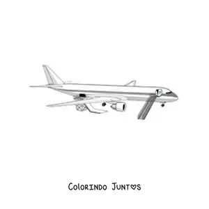 Desenho para colorir de um avião comercial sem decolar