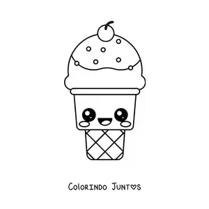 Desenho para colorir de casquinha kawaii fácil