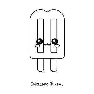 Desenho para colorir de picolé de sorvete duplo kawaii fácil