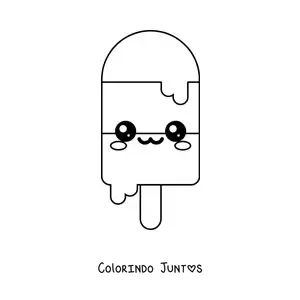 Desenho para colorir de picolé de sorvete kawaii fácil