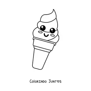 Desenho para colorir de casquinha de sorvete kawaii grande