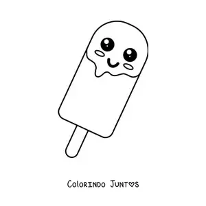 Desenho para colorir de picolé de sorvete kawaii simples
