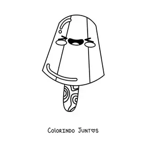 Desenho para colorir de picolé kawaii animado