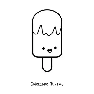 Desenho para colorir de picolé kawaii animado