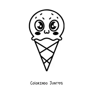 Desenho para colorir de casquinha kawaii com olhos grandes