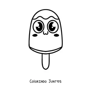 Desenho para colorir de picolé kawaii com olhos grandes