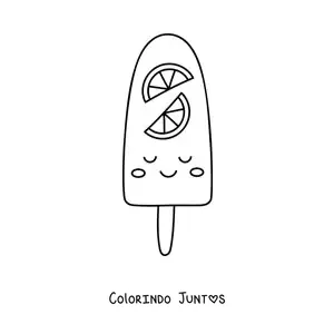 Desenho para colorir de sorvete de picolé kawaii fácil