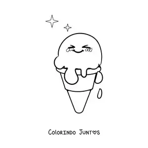 Desenho para colorir de casquinha kawaii derretendo