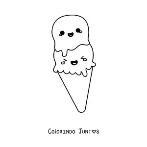 Desenho para colorir de casquinha animada kawaii fácil
