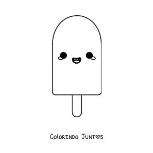 Desenho para colorir de picolé animado kawaii fácil