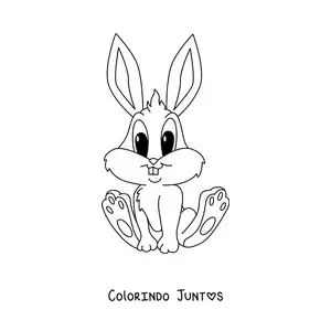 Desenho para colorir de coelho kawaii animado sentado