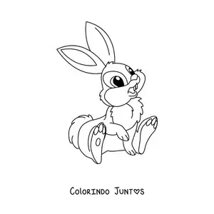 Desenho para colorir de coelho kawaii em desenho animado
