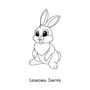 Desenho para colorir de coelho fofo em desenho animado