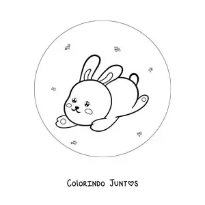 Desenho para colorir de coelho kawaii animado pulando