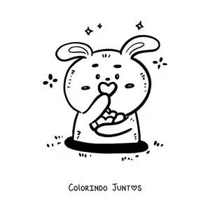 Desenho para colorir de coelho kawaii fácil com corações