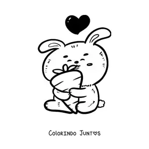 Desenho para colorir de coelho kawaii grande com uma cenoura