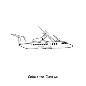 Desenho para colorir de um avião com hélices