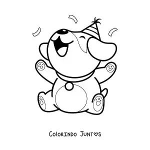 Desenho para colorir de cachorrinho aniversariante kawaii animado