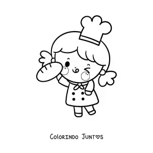 Desenho para colorir de menina padeira kawaii animada