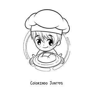 Desenho para colorir de garoto padeiro kawaii anime
