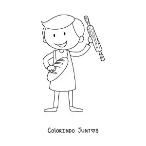 Desenho para colorir de menino padeiro animado
