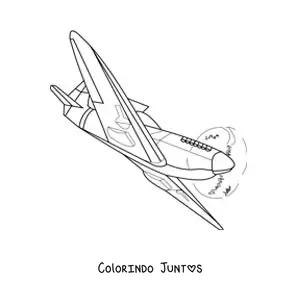 Desenho para colorir de um avião de guerra voando de lado