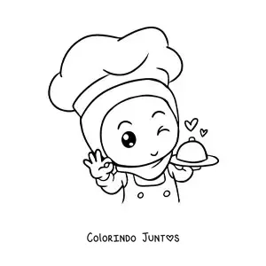 Desenho para colorir de chef muçulmana kawaii animada