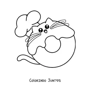 Desenho para colorir de chef rosquinha kawaii animada