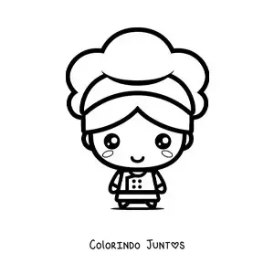 Desenho para colorir de chef kawaii grande