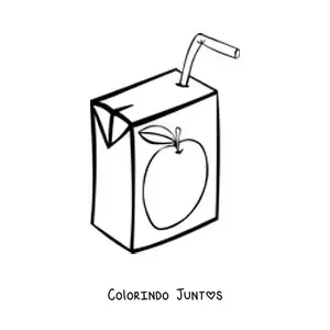 Desenho para colorir de uma caixinha de suco de maçã com canudo