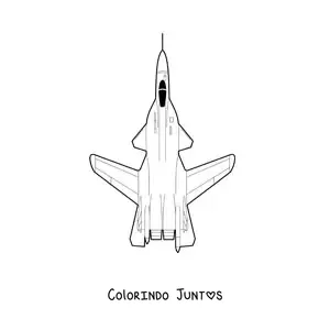 Desenho para colorir de um avião de guerra visto de cima