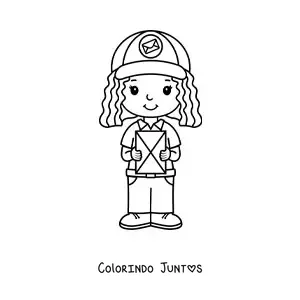Desenho para colorir de menina carteira kawaii animada