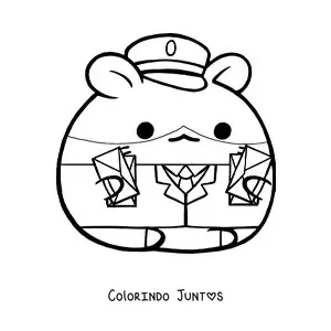 Desenho para colorir de hamster carteiro kawaii animado