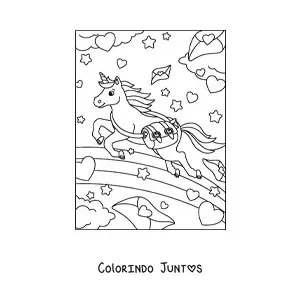Desenho para colorir de unicórnio carteiro kawaii animado
