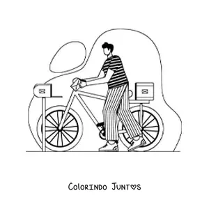 Desenho para colorir de carteiro de bicicleta entregando cartas