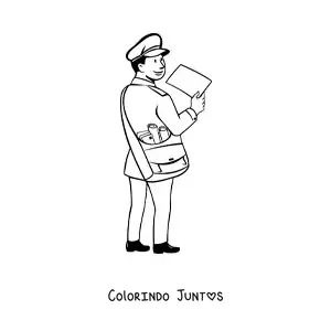 Desenho para colorir de um carteiro entregando a correspondência