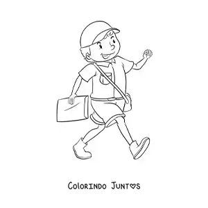 Desenho para colorir de carteiro animado trabalhando