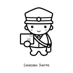 Desenho para colorir de carteiro kawaii grande